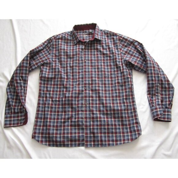 Men Van Heusen Never Tuck Classic Fit Button Plaid Long Sleeve Shirt Sz L(MP281) - Picture 1 of 7